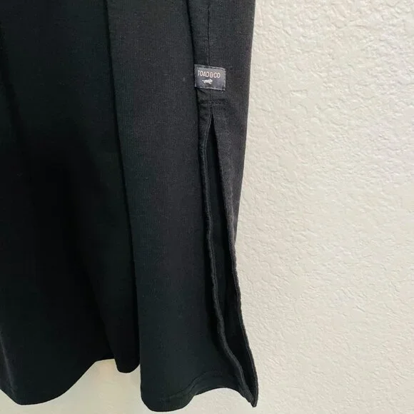 Toad&Co Black Piru Ribbed Stretchy Henley Side Slit Pocket Midi Tank Dress | Med - Picture 4 of 7